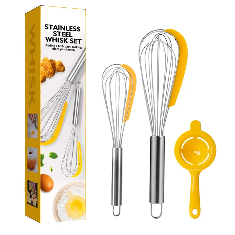 Mini Kitchen Utensils Stainless Steel Egg Whisk Whisk For Cooking - 3pcs Baking Machine Silicone Egg Beater