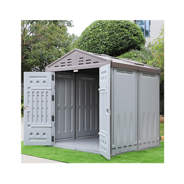 Multi-function 2 Room Waterproof Plastic Shed Outdoor Storage with Locking System Modern Design Easy Installation