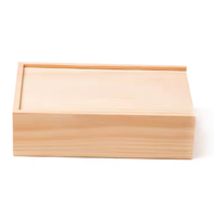 Boîte de rangement rectangulaire en bois de pin avec logo personnalisé, fabriquée à la main, avec impression par estampage