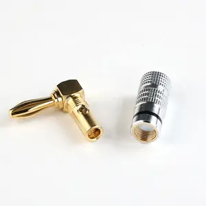 Angle droit 90 Degrés Banana Plugs Plaqué Or Musical Haut-Parleur Fil Câble Connecteur 4mm Pour HiFi