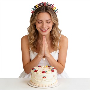 Diadema y Tiara de Corazón Esmaltado de Feliz Cumpleaños para Fiesta - Accesorio de Pelo Colorido - Product Image 4