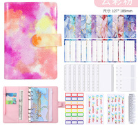 A6New Notebook PU Leder Notebook Binder Cash Budget Planner Organizer 6 Ring Saving Cover Umschläge Letter Sticker Label