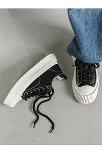 Chaussures tendance pour hommes 2026, nouveau style, polyvalentes, décontractées, à semelle épaisse, en toile noire, respirantes, baskets pour hommes - Product Image 2