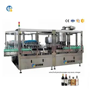 自动葡萄酒灌装生产线伏特加威士忌果汁玻璃水瓶灌装机