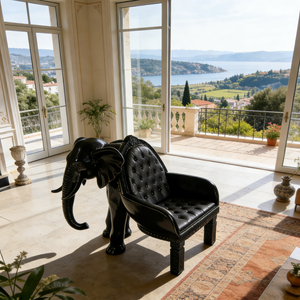 Sillón de Lujo con Forma de Elefante Negro, Hecho a Mano, Tapizado en Terciopelo, para Decoración de Sala de Estar en Villas - Product Image 6