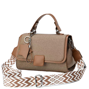 Waterproof Zipper Stone PU Leather Women's Classic <b>Top</b> Handle Dome Satchel Shoulder Bag Elegant Small Capacity - Product Image 1