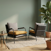Fauteuil d'appoint moderne en similicuir rembourré avec pieds en métal, dossier solide et rembourrage en mousse pour salon et mobilier de maison