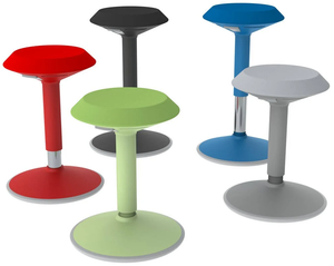 Taburete de escritorio de pie de plástico, ajustable, neumático, sin respaldo, para oficina, para sentarse y ponerse de pie, con movimiento oscilante - Product Image 1
