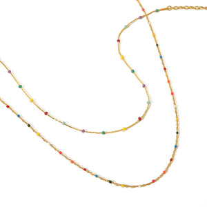 Colorful Beaded 18K Gold <b>Titanium</b> Steel Necklace For Women Layerable Clavicle <b>Chain</b> Party Jewelry - Product Image 5