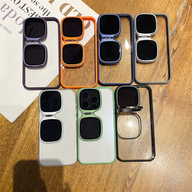 New Creative Sunglasses Holder Cell Accessories Transparent Fall-proof Acrylic Mobile Phone case for Iphone 13/14/15 Pro Max