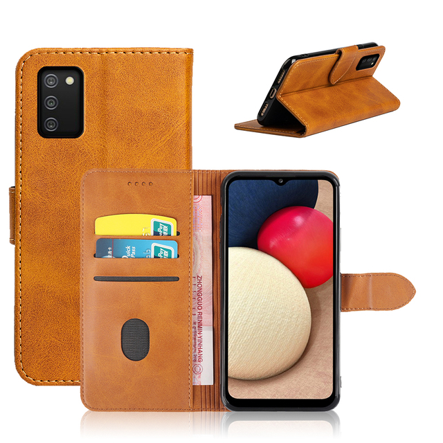 For Samsung Galaxy A02S Case PU Leather Wallet Book Flip Folio Stand View Cover with Card Slots for Galaxy A02S Phone Case