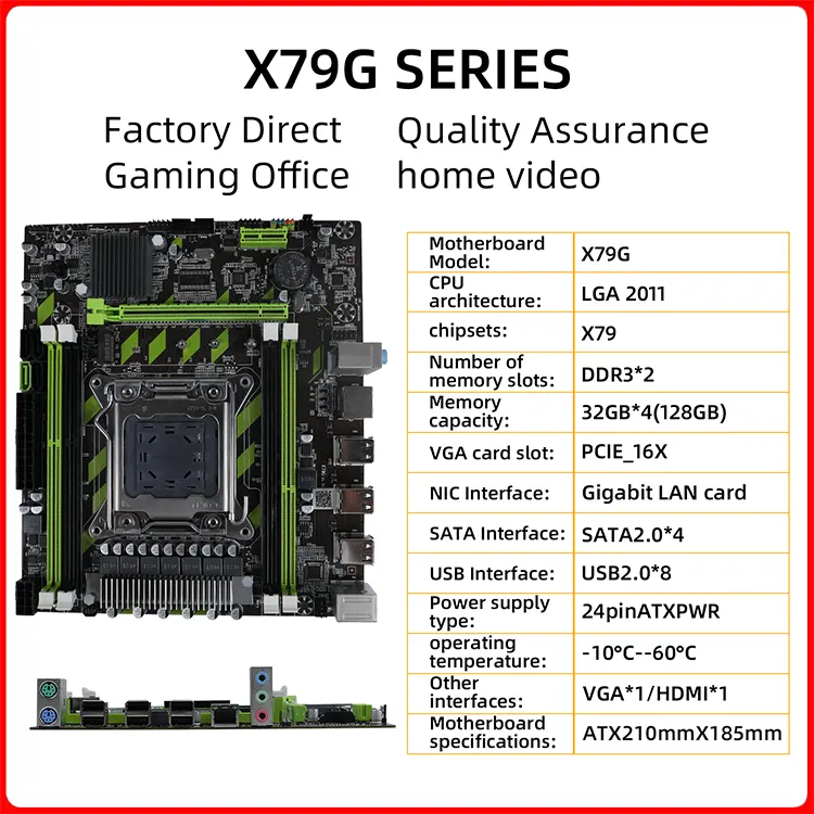 XeonプロセッサE52670および16gDdr3Ramマザーボードコンボを備えたLga2011X79マザーボードキット