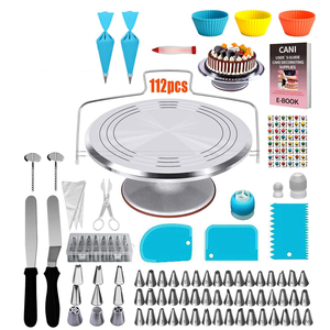 2021 112PCS Hot Sale Plastic Cake Turntable Tools Set Rotating Cake Decorating Tips Set Cake Stand Decorating Kit Tools/