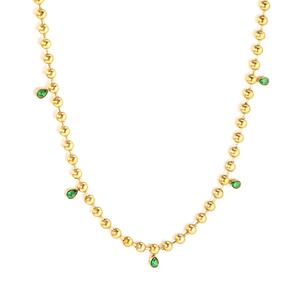 Collar de Moda con Colgante de Zirconia en Forma de Gota de Agua Verde, Chapado en Oro de 18K, Cadena de Bolas de Acero Inoxidable para Mujer - Product Image 6