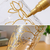 Vaso de Vidrio Dorado Pintado a Mano, Manualidades para Niños, Pintura de Colores, Graffiti Dorado, Contorno 3D, Resistente a Altas Temperaturas