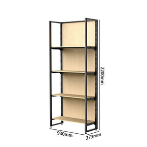 Estante de exhibición de góndola de supermercado de madera y hierro moderno personalizado de fábrica Estantería de tienda minorista ajustable - Product Image 6