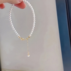 Pulsera de Perlas de Agua Dulce Pequeñas y Exquisitas de 4-5 mm, Fuerte Brillo, Casi Impecables, Artefactos Explosivos, Perlas Apiladas a Mano - Product Image 3