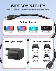 Pour Nintend <span class=keywords><strong>Switch</strong></span> 2 câble de <span class=keywords><strong>chargeur</strong></span> USB 1M 2M 3M remplacement 60W cordon USB type-c pour NS <span class=keywords><strong>Switch</strong></span> 2/adaptateur officiel/Console de commutation - Product Image 2