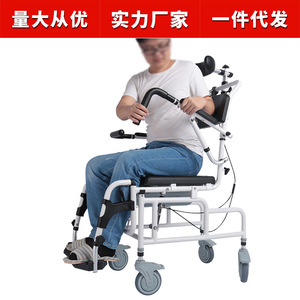 Chaise de toilette pour personnes âgées avec roulettes, en alliage d'aluminium, avec accoudoirs, inclinable semi-reclinable, fauteuil roulant manuel pour le bain et les soins capillaires - Product Image 4