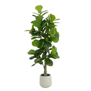 Oh Arts Plante artificielle Ficus Lyrata à grandes feuilles de 1,5 m de haut, faux figuier à feuilles de violon pour la décoration du salon et du patio - Product Image 1