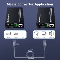 ZoeRax HTB-GS-03AB Paire de convertisseurs de média adaptatifs Gigabit 10/100/1000 Mbps Fibre Optique Émetteur-récepteur Ethernet SC Monomode RJ45