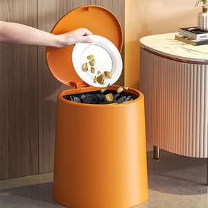 Poubelle à double couche, grande capacité, avec couvercle, épaissie, design à bouton-poussoir, adaptée à un usage domestique, chambre, salon - Product Image 4