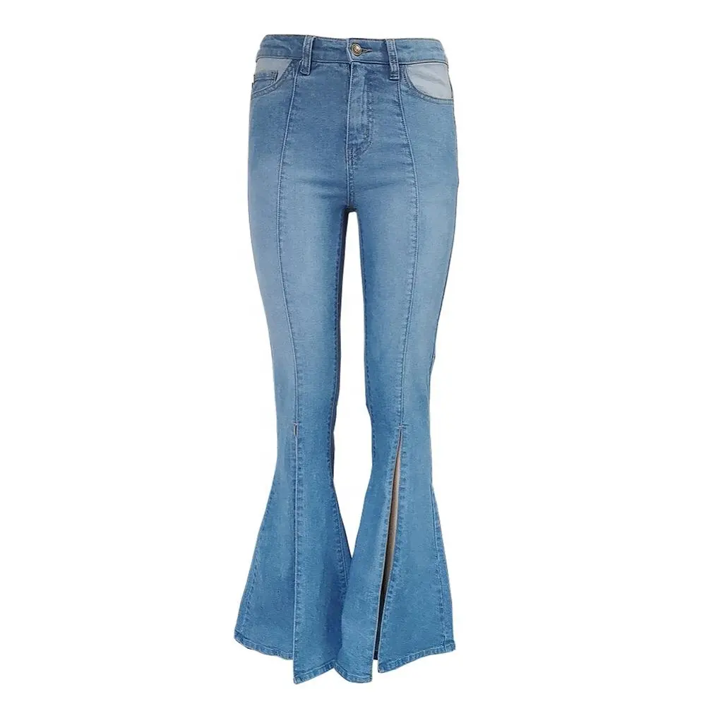 Middle waist women bell bottoms boot cut jeans denim jeans trousers classic stylish women's jeans