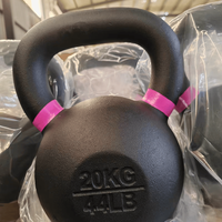 Ensemble de kettlebells en fonte de 2 kg à 24 kg, kettlebells de qualité compétition avec poignée codée par couleur pour l'entraînement en salle de sport