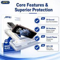 Kit d'installation Magic Box pour protections d'écran HD transparentes anti-poussière et résistantes aux fissures, installation facile pour iPhone 17 18 Pro Max 16 15