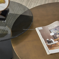 Ensemble de meuble de luxe au design moderne, plaqué or rose, table basse ronde, en acier inoxydable, haut de gamme
