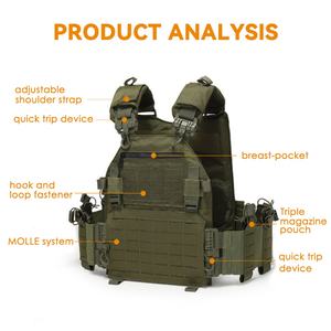 Gilet tactique porte-plaques à libération rapide, léger, en Oxford, pour homme, armure réglable avec système MOLLE - Product Image 4