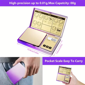 हेंगटे फैशनेबल स्टेनलेस स्टील की जेब स्केल 100g 200g 0.01g 0.1g lcd डिजिटल डिस्प्ले गहने सोना ग्राम बैलेंस - Product Image 5