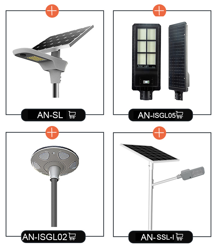 Anern 60w al aire libre ip65 sensor de movimiento de luz de calle solar integrada