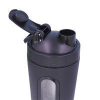 Bouteille de sport portable en acier inoxydable de 700 ml avec logo personnalisé et fenêtre transparente, shaker à protéines, mélangeur en plastique pour camping