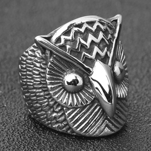Anillo de acero inoxidable con diseño de búho, 27 mm, diseño retro, unisex, joyería de moda, regalo - Product Image 2