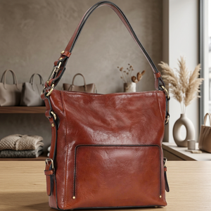 Approvisionnement direct d'usine BS INTERNATIONAL Sacs à main pour femmes en cuir véritable avec fermeture éclair, imperméables, légers, portables, à double sangle - Product Image 4