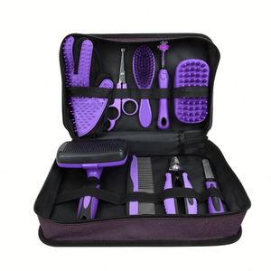 9-Piece Pet <b>Grooming</b> <b>Kit</b>: <b>Dog</b> & Cat Brush, Deshedding Comb, Nail Clippers, Scissors - Perfect Gift - Product Image 1
