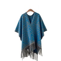 Châle d'hiver pour femme, motif zigzag, en polyester épais et extra-large, idéal pour les salles climatisées, inspiré du tourisme du lac Sayram du Xinjiang