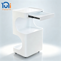Chariot de rangement mobile incurvé brillant pour salon de beauté avec tiroir et armoire pour spa des ongles, salon de coiffure et de beauté