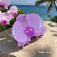 DongDong Pinces à Cheveux Fleur d'Orchidée 3D de Haute Qualité, Style Hawaïen, en Acétate, Accessoires Tropicaux pour Cheveux, Vente en Gros