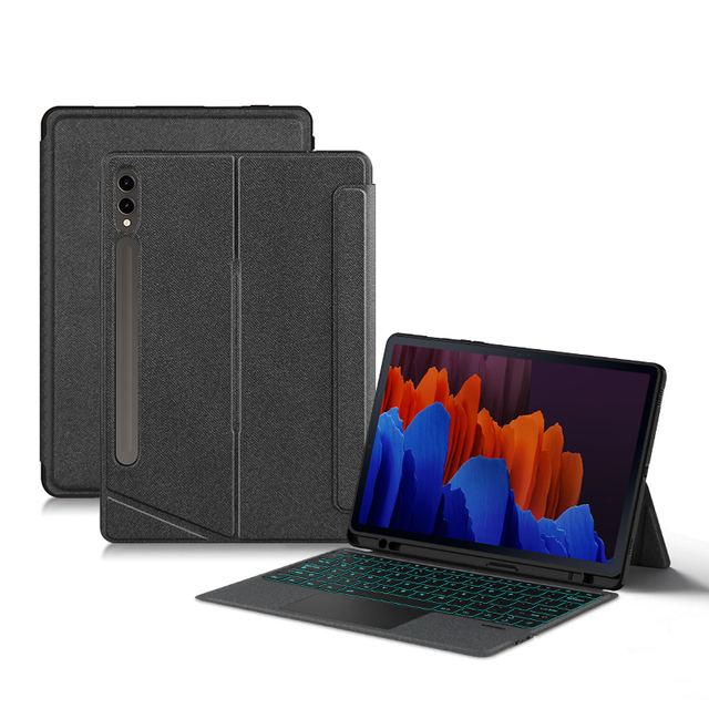 2023 Newest Magnet PU Leather Keyboard Tablet Cover Case for Samsung Galaxy S7 Plus S8 Plus S9 FE 12.4inch