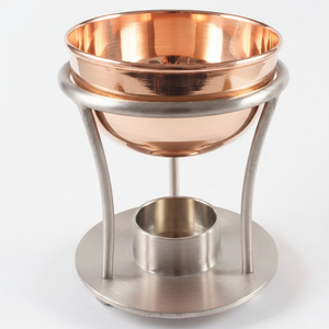 Brass Aroma Oil Burner with Rose Gold <b>Bowl</b> - Product Image 1