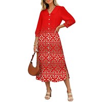 Robe chemise midi pour femme, imprimé floral tribal pacifique, avec logo personnalisé, manches boutonnées, fente latérale, style décontracté de plage, vente en gros