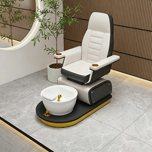 Nouvel arrivage de fauteuil de pied de manucure en cuir Pu noir blanc fauteuil de pédicure électrique sans tuyau plaqué or de luxe avec émerillon - Product Image 2