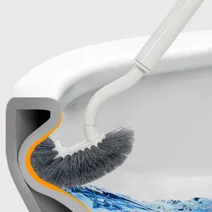 Brosse de toilette en forme de S incurvée fixée au mur ou au sol avec ensemble de support de nettoyage