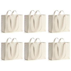 <b>Large</b> Capacity <b>Canvas</b> Shopping <b>Bags</b> Reusable Durable Grocery Tote <b>Bags</b> with Inner Pouch and Custom Personalized Logo Printing - Product Image 1