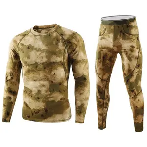 Roupa íntima térmica camuflada masculina personalizada para esportes ao ar livre e inverno, roupa íntima longa e quente