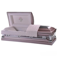 Ataúd de Acero Color Oro Rosa - Ataúd Funerario Metálico de Lujo con Interior Blanco Bordado, para Entierro de Adultos (Venta al Por Mayor)