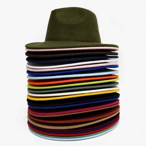 Sombreros de fieltro unisex con cinta de moda, estilo vintage, ala ancha, tipo Panamá, vaquero, Fedora, personalizables para fiestas - Product Image 4