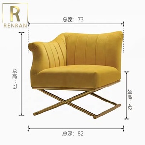 Ultima Poltrona Moderna di Lusso in Velluto Giallo per Salotto, Divano Singolo Elegante per Arredamento Casa - Product Image 6
